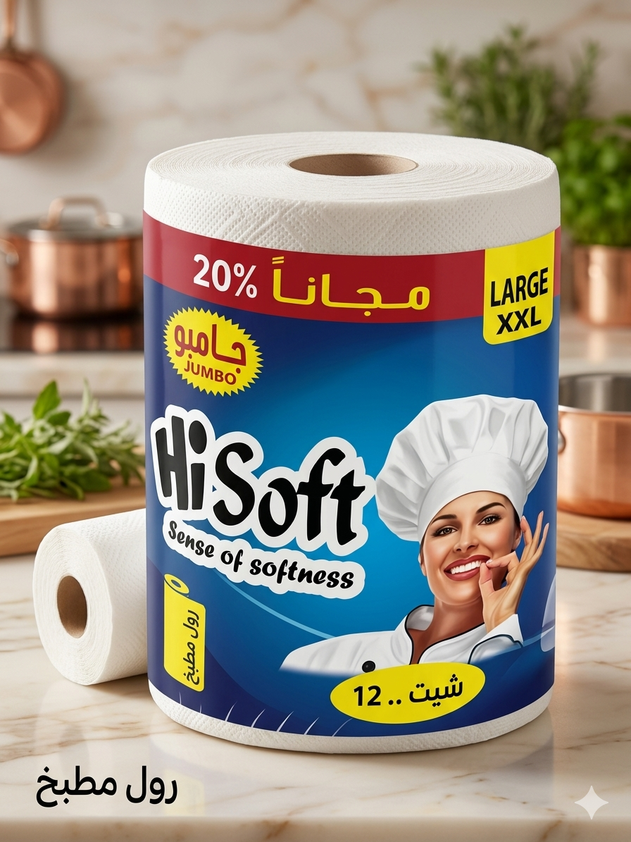 1781856295551 مناديل مطبخ هاى سوفت 4طبقات بيور 800جرام عالية الجودة شديدة الإمتصاص 800جرام